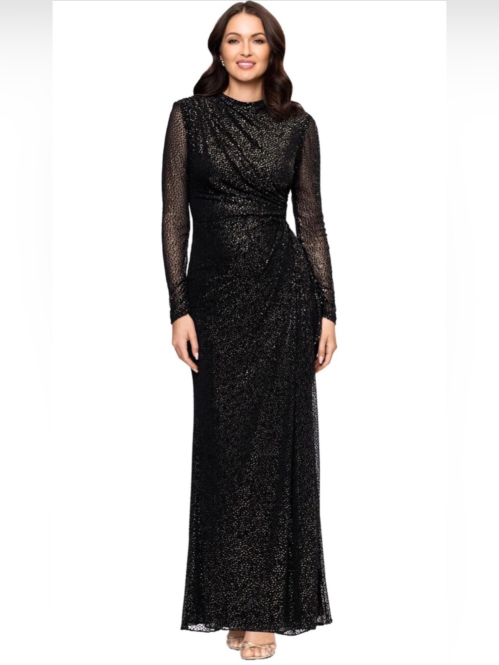 Betsy & Adam Burnout Velvet Full Length Gown size 16